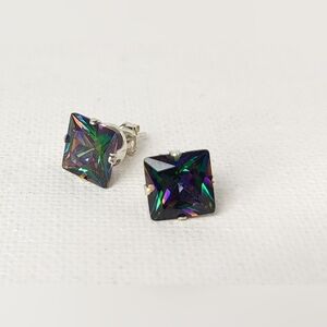 Mystic Square Studs Sterling Silver NEW